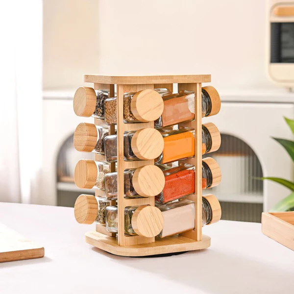 Spice container wooden rack
